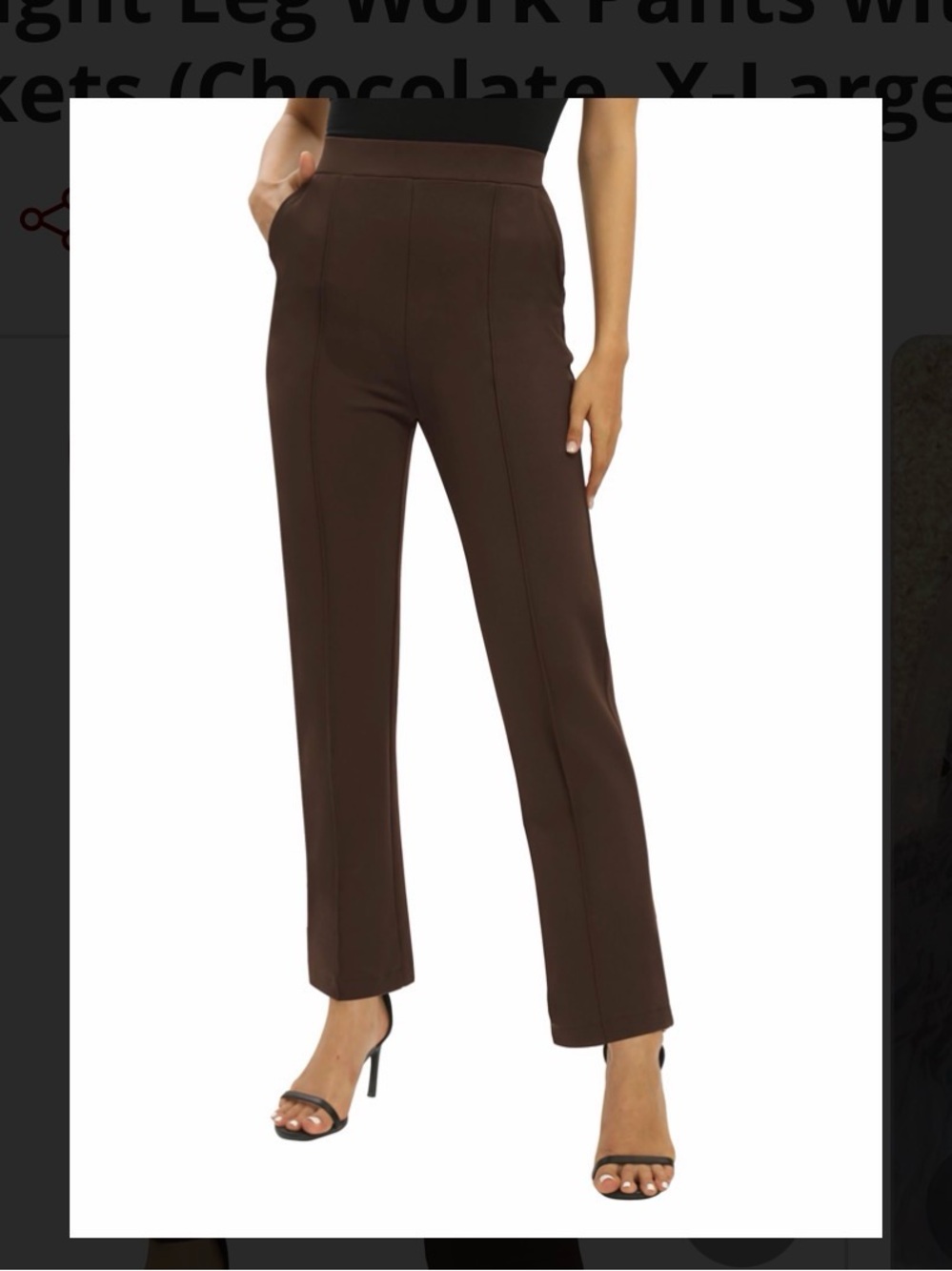 Stretch Straight-Leg Pants — Chocolate Brown XL